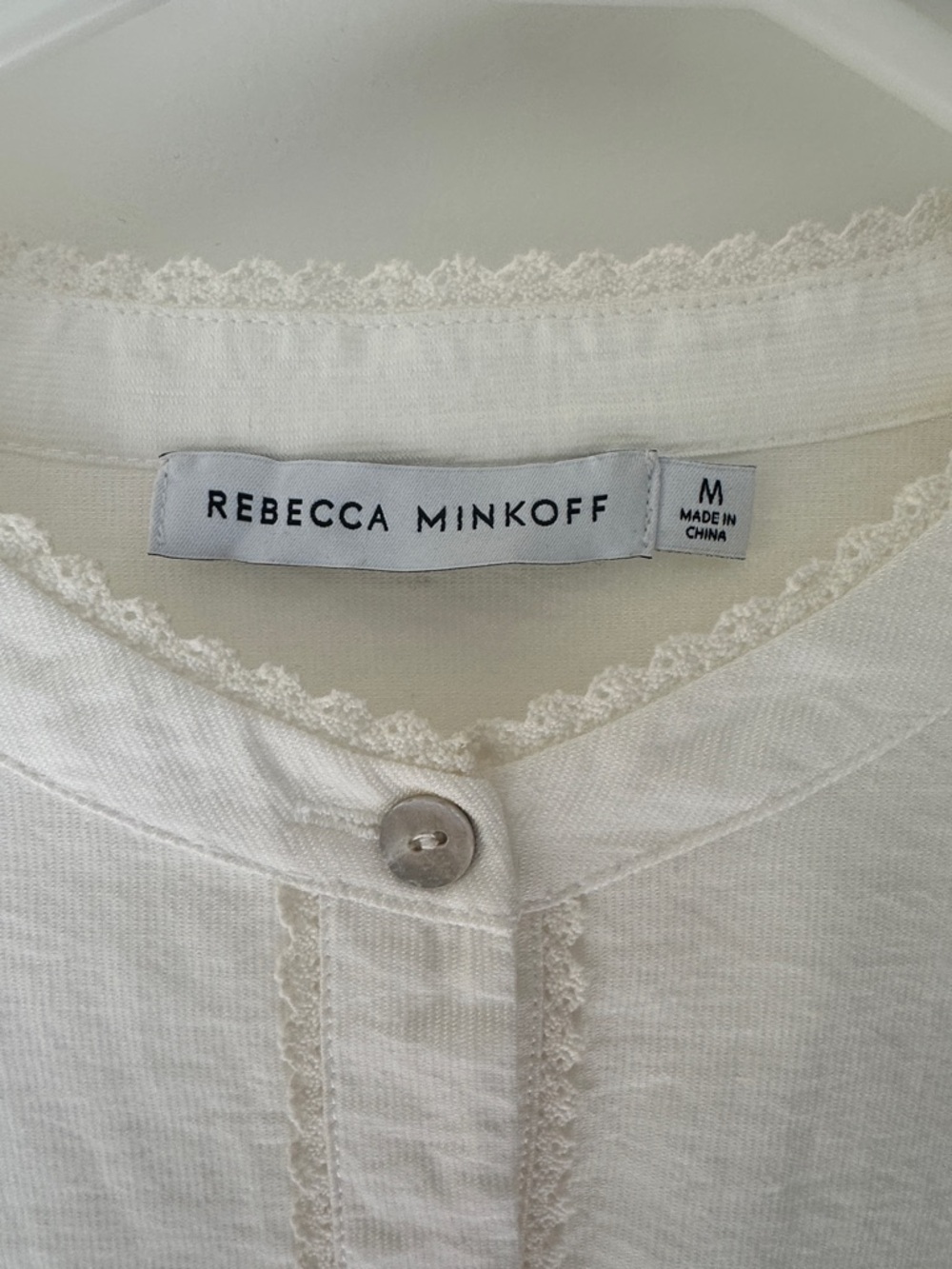 Rebecca Minkoff Ivory Lace-Trim Button Blouse - Picture 2 of 7